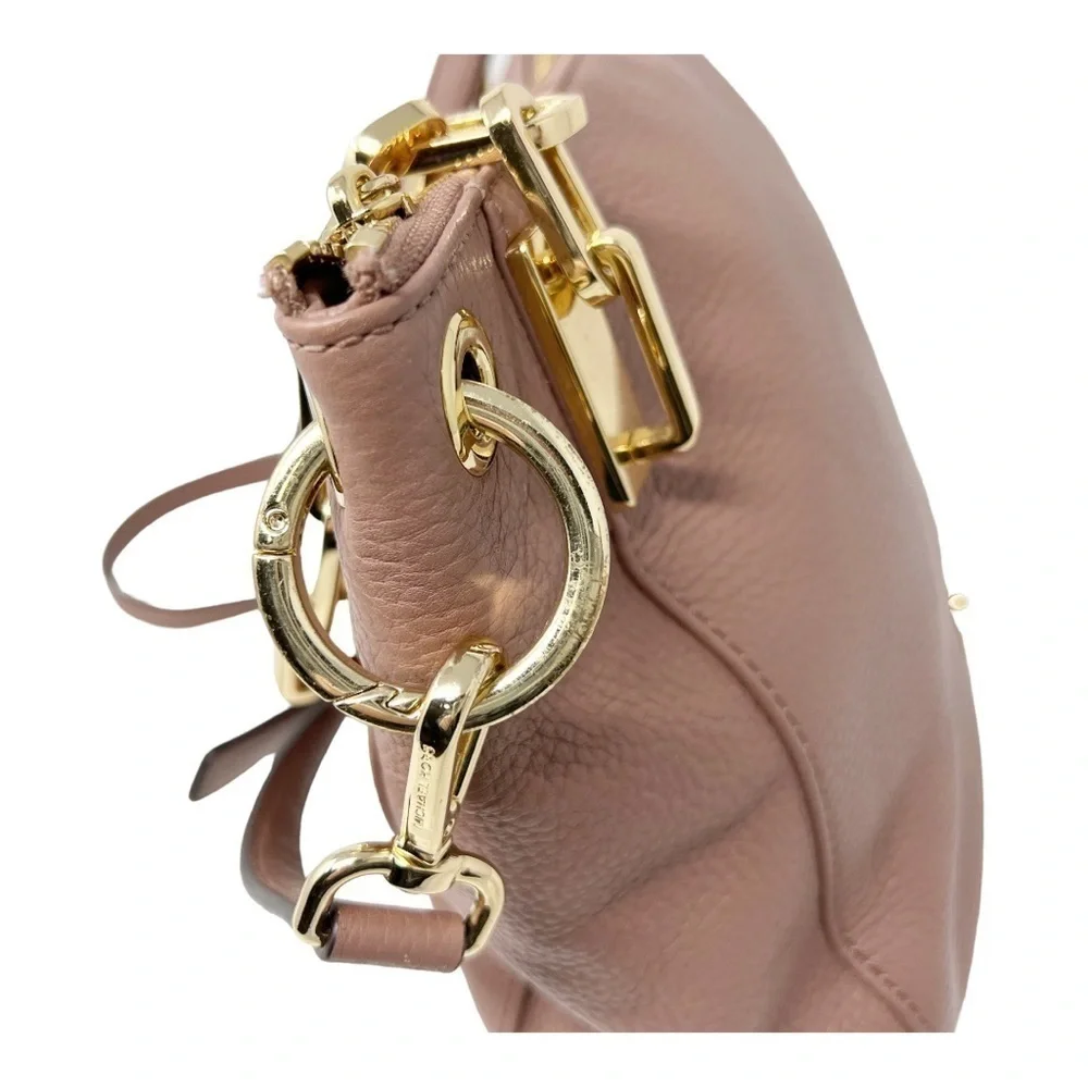 Michael Kors Mauve Dusty Pink Leather Brooke Medium Shoulder Crossbody Handbag